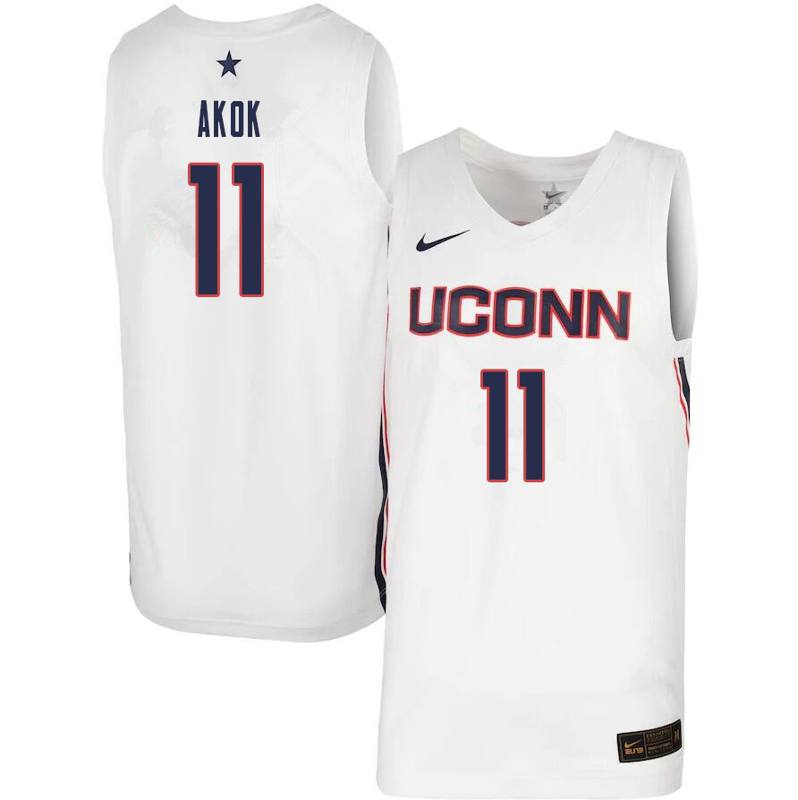 Men #11 Akok Akok Uconn Huskies College Basketball Jerseys Sale-White - Click Image to Close
